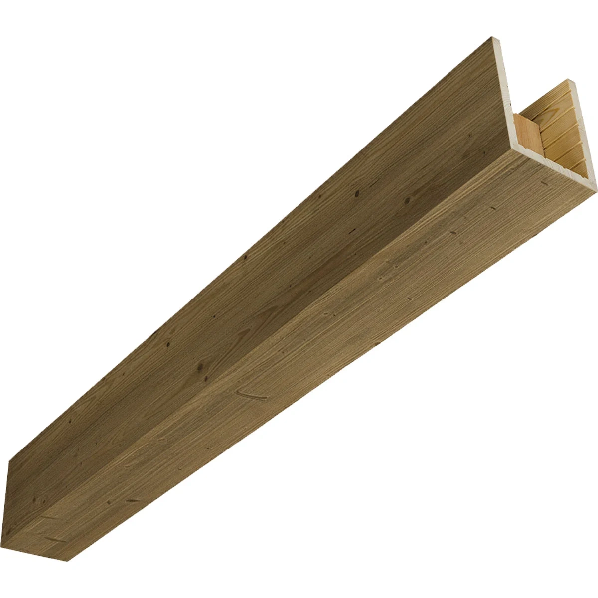 Truewood Smooth Real Wood Beam, 3-sided (u‑beam), 7 ½"w X 5 ½"h X 168"l, Pine, Dark Walnut Finish