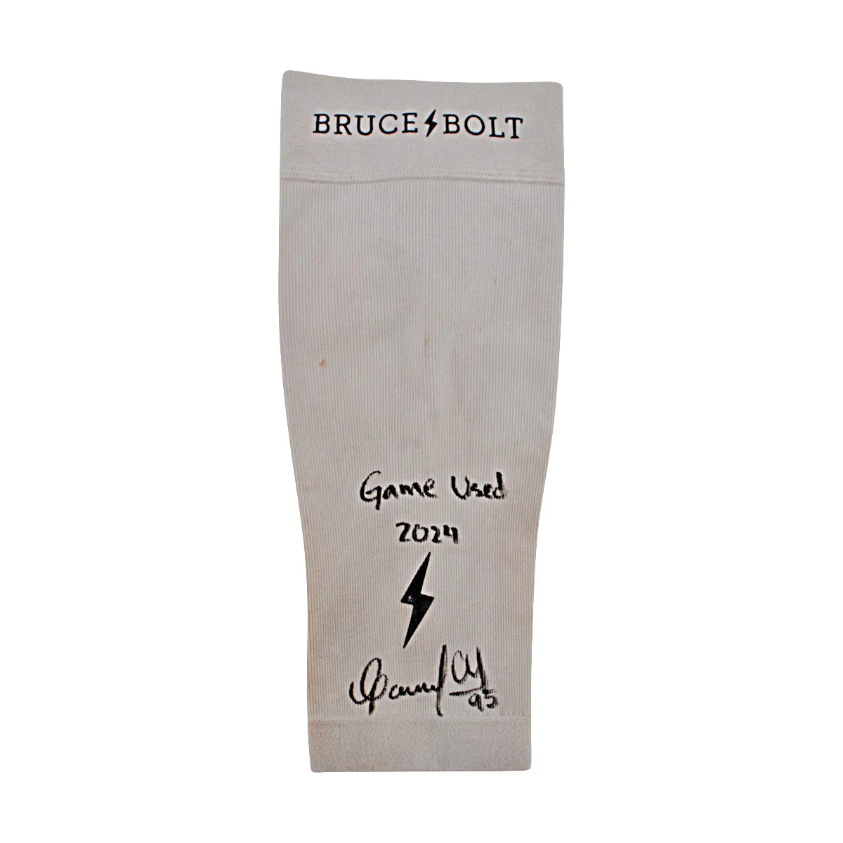 Oswaldo Cabrera New York Yankees Autographed Signed Inscribed Bruce Bolt White Game Used Short Arm Sleeve (cx Auth/cabrera Loa)