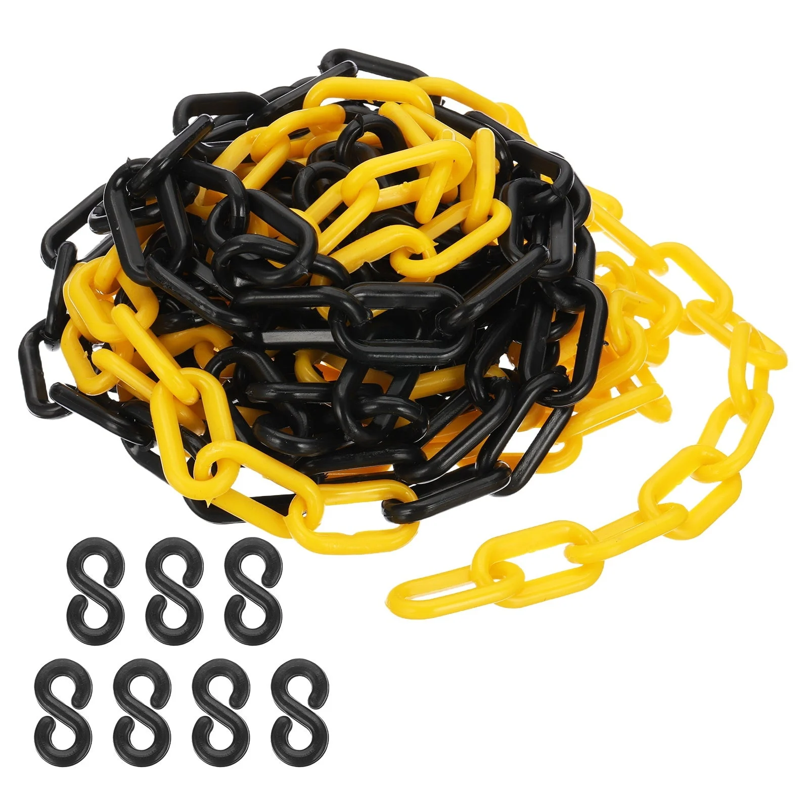 Yellow/black Plastic Chain, 16 Ft 6mm Safety Barrier Chain For Crowd Control, Queue Line, Parking, Fence, Gate, Concert, Construction Site And Decoration