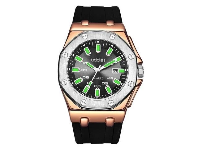 Addies My-052 Business Multifunctional Luminous Watch Silicone Watchstrap Watch For Men (black Gold)