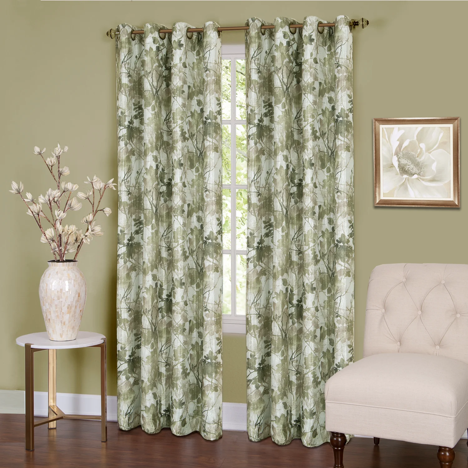 Tranquil Lined Blackout 8 Grommet Window Panel, Green, 50x84 Inches