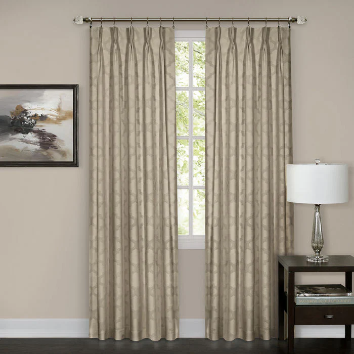 Windsor Quatrefoil Room Darkening Pinch Pleated Panel, Camel, 34x84 Inches