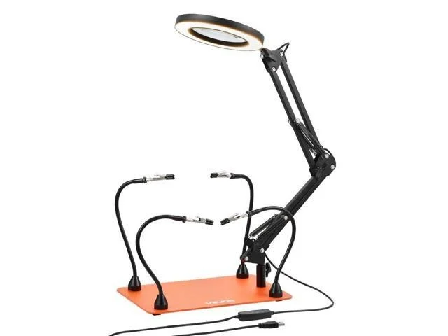 Magnetic Helping Hands Soldering Station 3x Led Magnifying Lamp 4 Arms