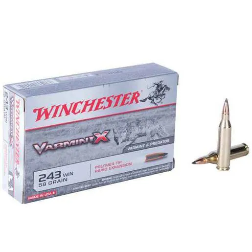 Winchester Varmint X 243 Winchester 58gr Ptre Rifle Ammo - 20 Rounds