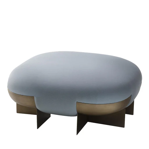 Ori Light Blue And Brass Pouf By Stormo Studio