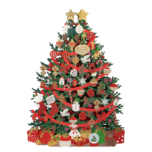 Pop-up Christmas Card - 3d Laser Cut Pop-up Christmas Tree Design