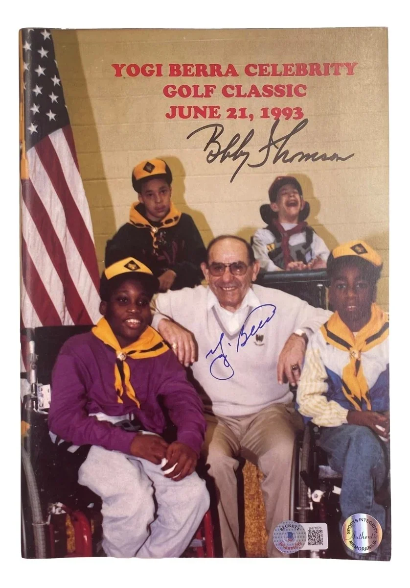 Yogi Berra Bobby Thomson Signed 1993 Berra Celebrity Golf Classic Program Bas