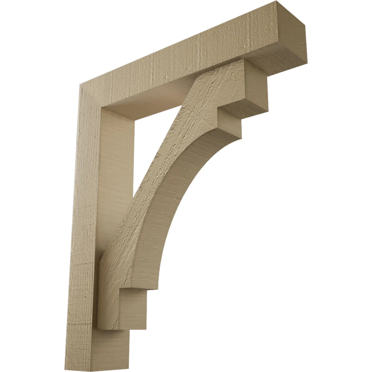Timberthane Faux Wood Bracket W/ Offset Brace, Merced Style, Block Ends, 4"w X 20"d X 24"h, Primed Tan