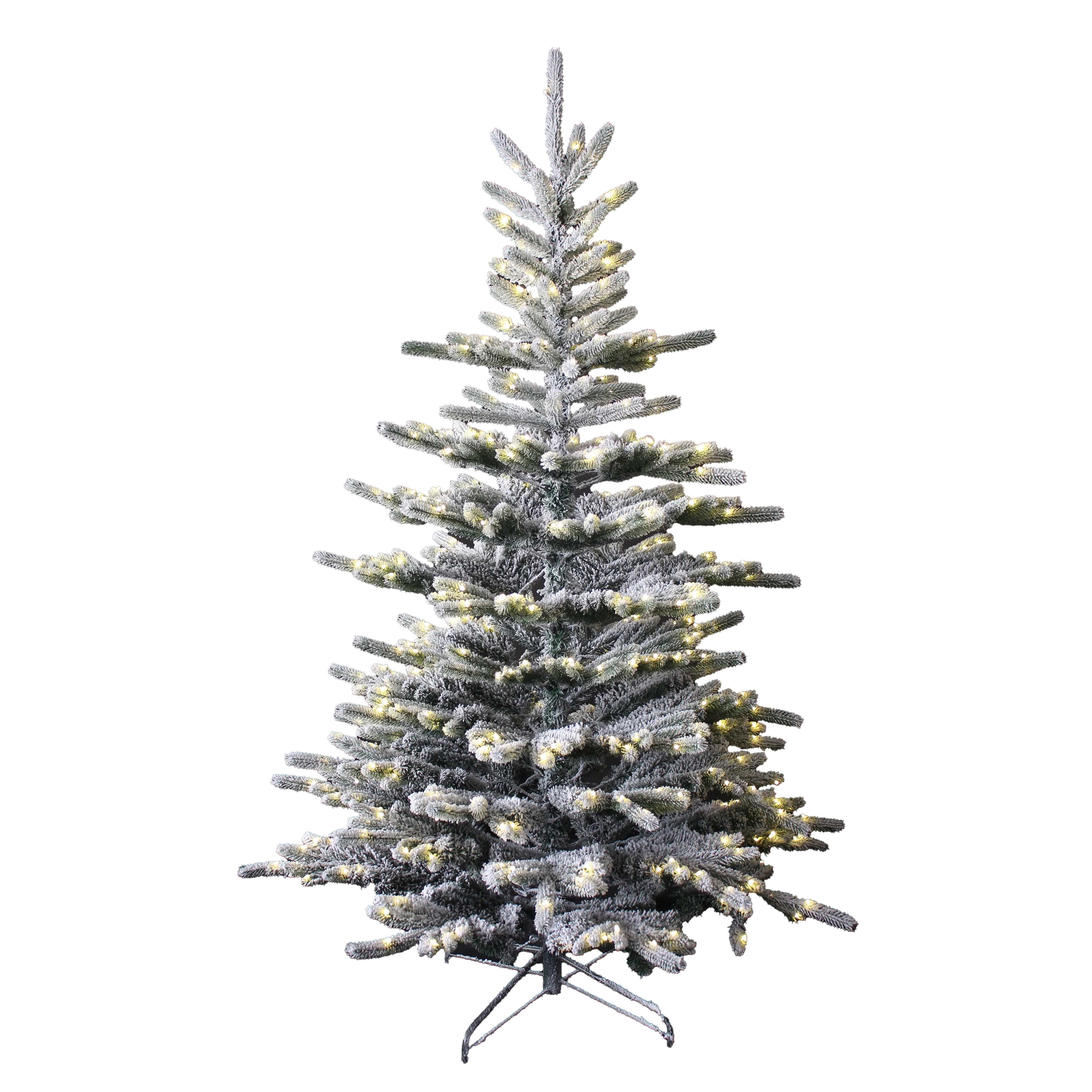 Pre Lit 5ft Flocked Christmas Snow Green Tips Hinged Branches Home Snowy Decorations Warm White Leds Lights
