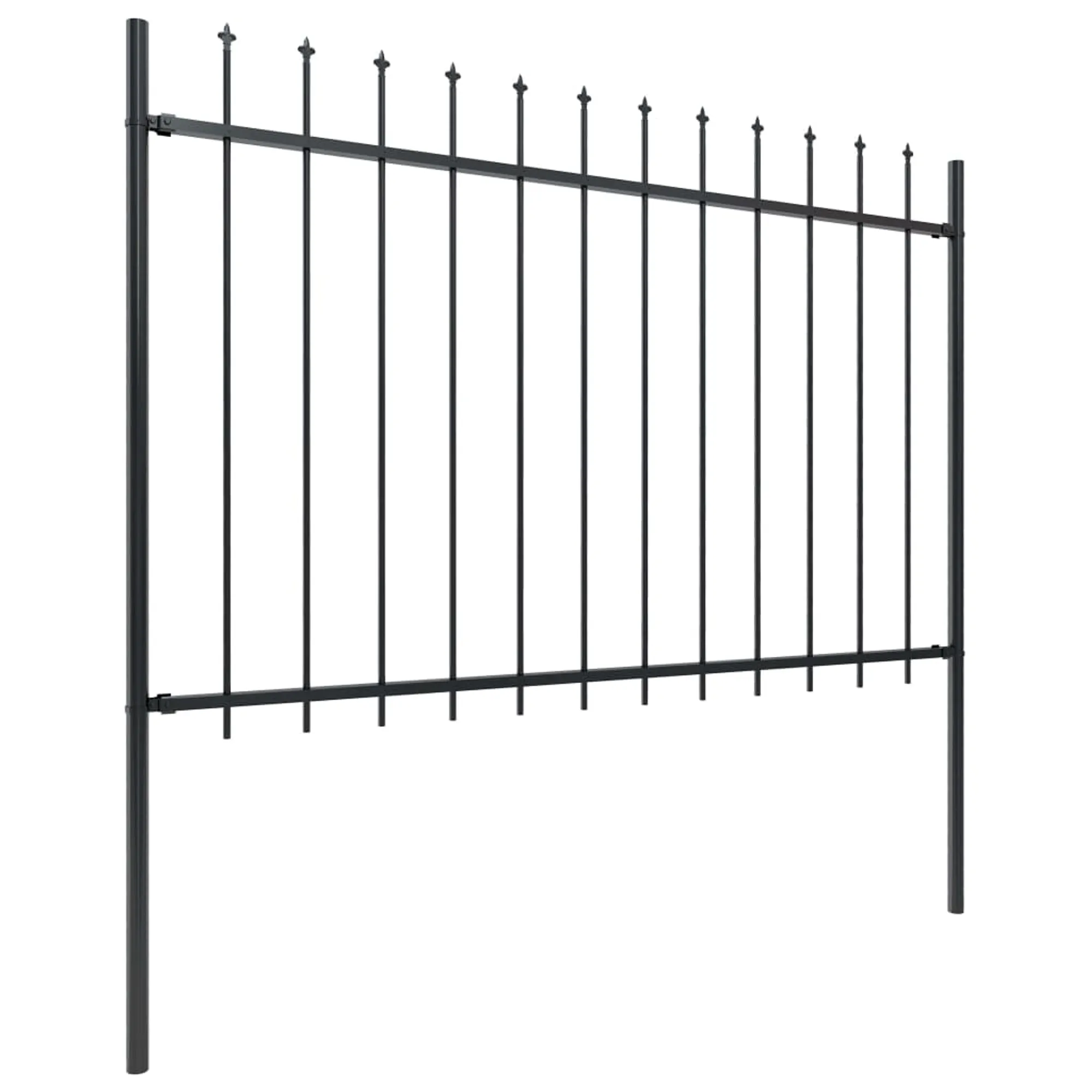 Garden Fence With Spear Top Steel 11.9x1.2 M Black