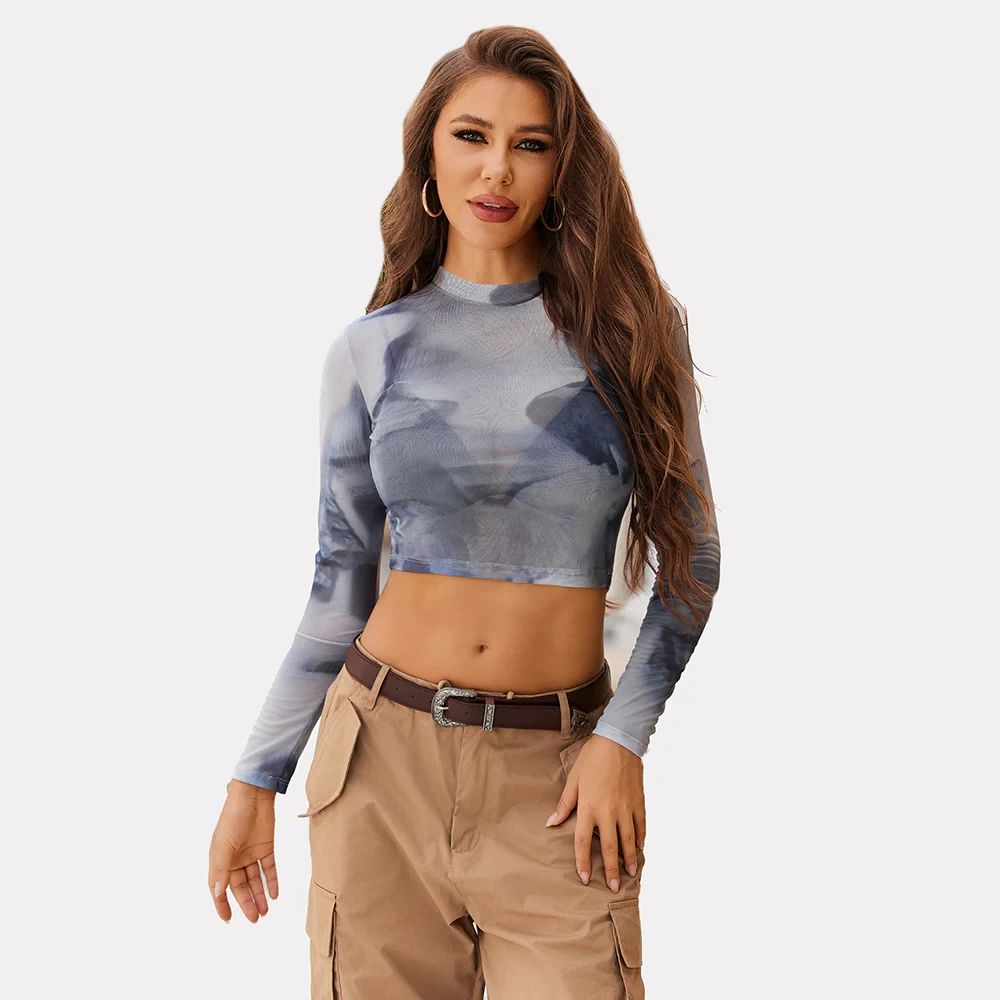 Mesh Y2k Crop Top - Gradient / M