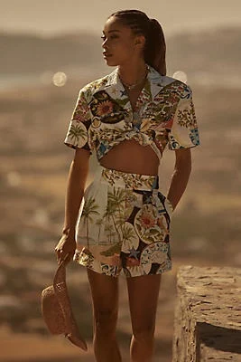 Farm Rio Linen Printed Shorts