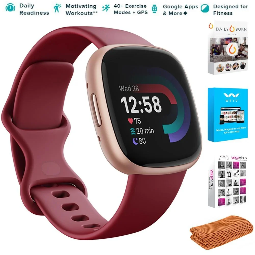 Google Fitbit Versa 4 Smart Watch, Pink Sand, Copper Rose Aluminum (fb523rgrw-us)