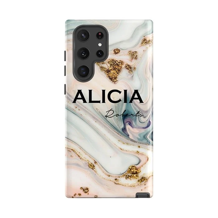 Personalised Fantasia Marble Name Samsung Galaxy S25 Case - Standard Case
