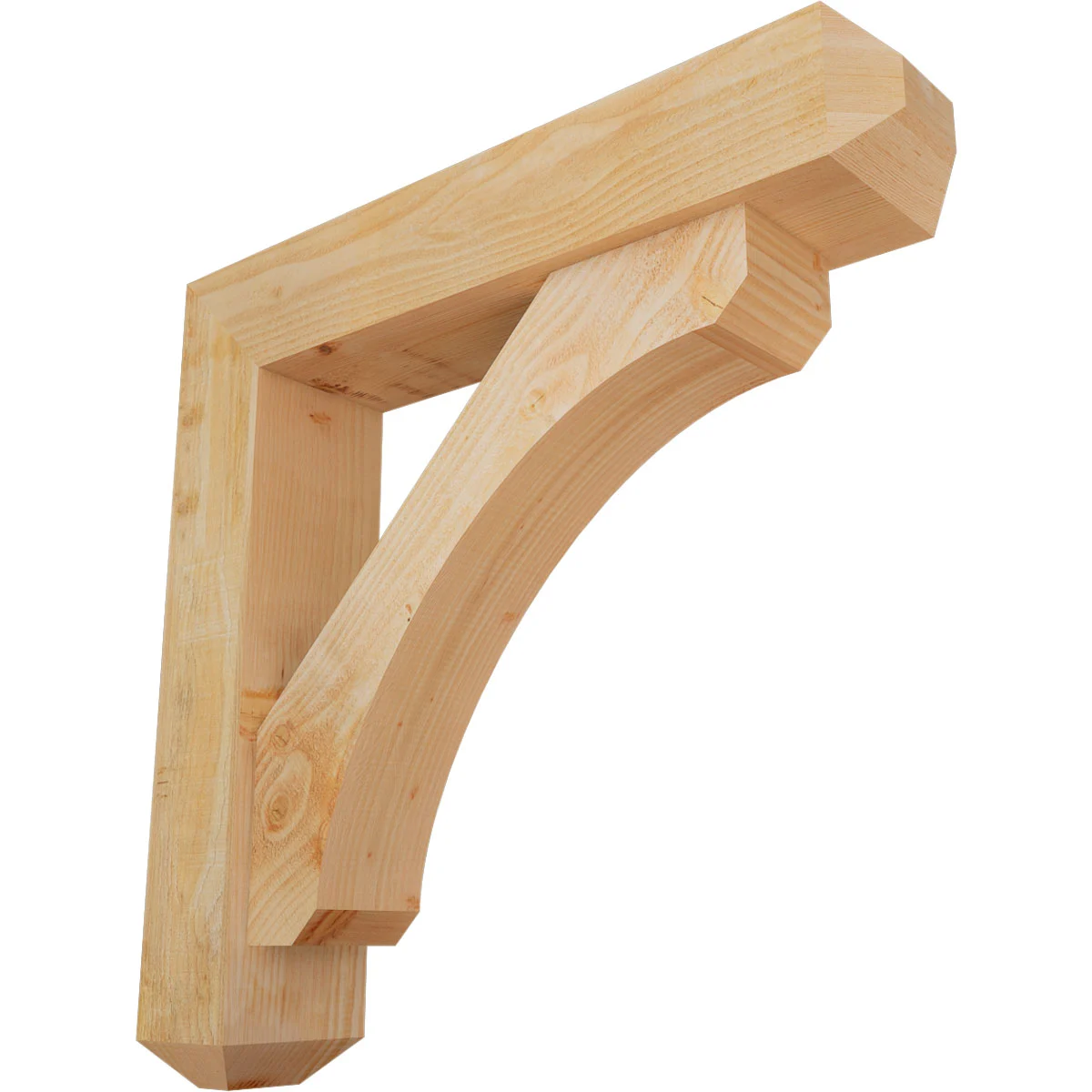 Rustic Wood Bracket W/ Offset Brace, Legacy Style, Craftsman Ends, 8"w X 38"d X 38"h, Rough Sawn Douglas Fir