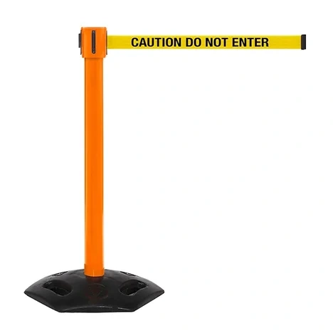 Queue Solutions Weathermaster 335 2" Nylon Crowd Control Belt Barrier, Orange/yellow (wmr335o-ybc350)