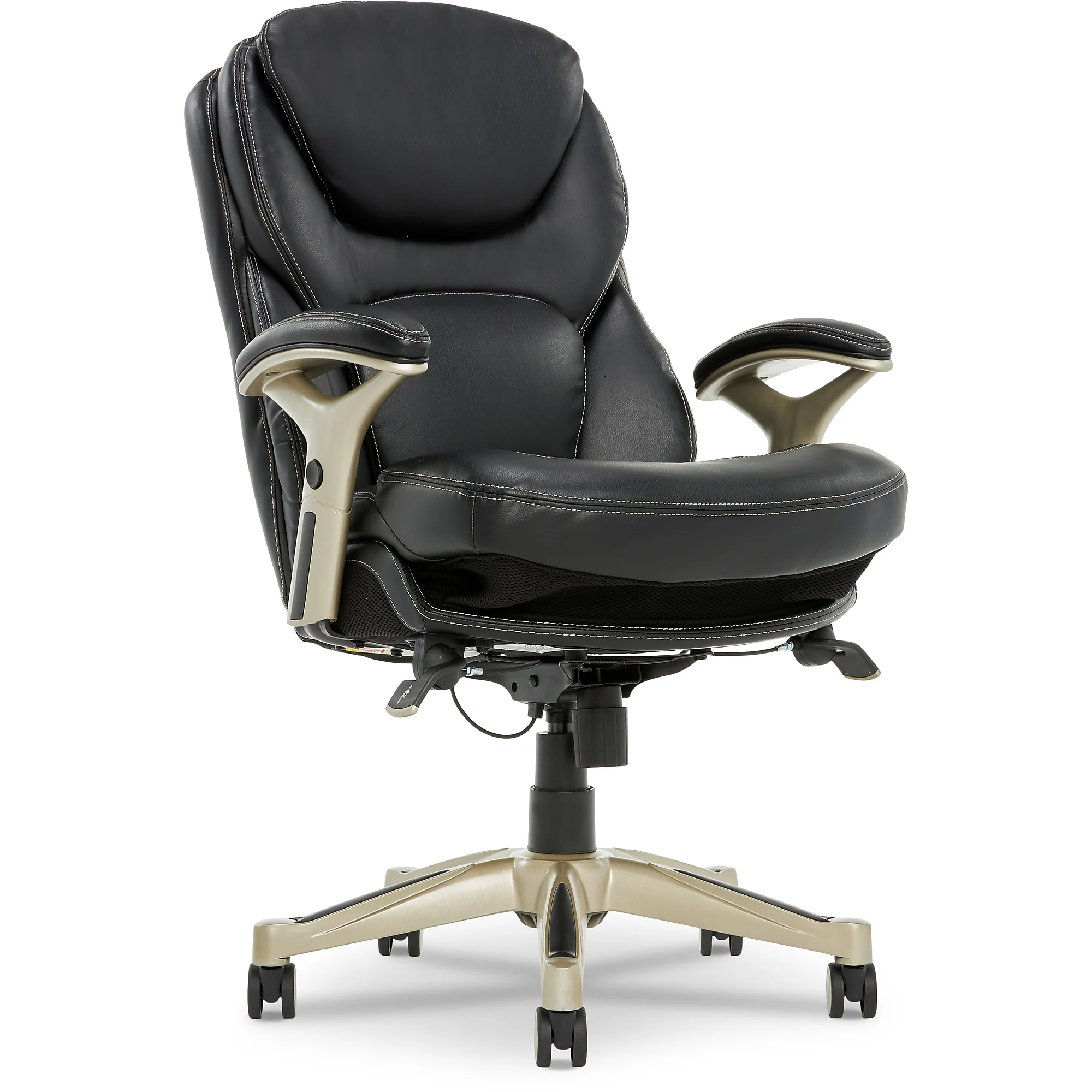 Serta Claremont Ergonomic Leather Swivel Executive Chair With Back In Motion Technology, Black (chr200006)