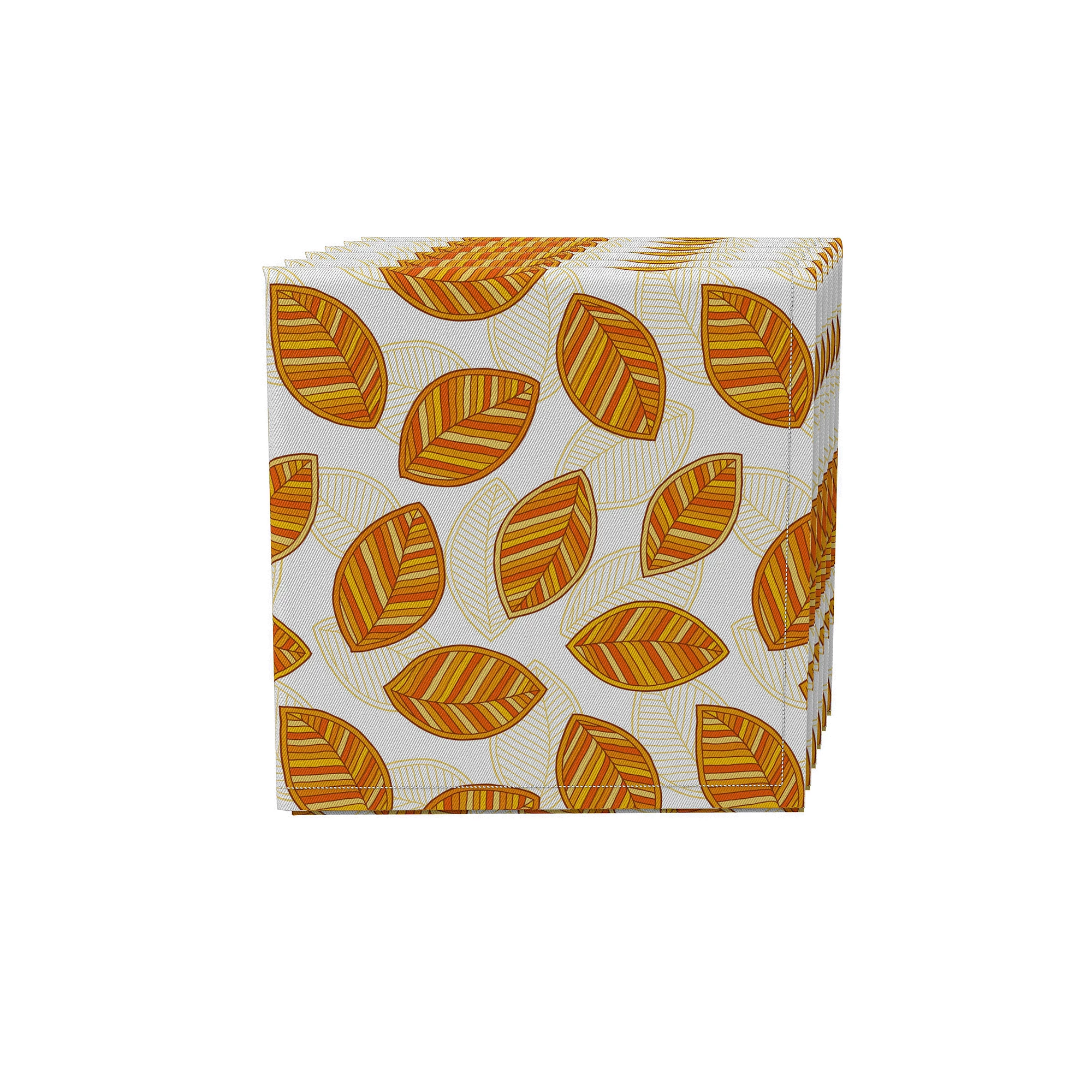 Napkin Set Of 4, 100% Cotton, 20x20, Orange Fall Leaves