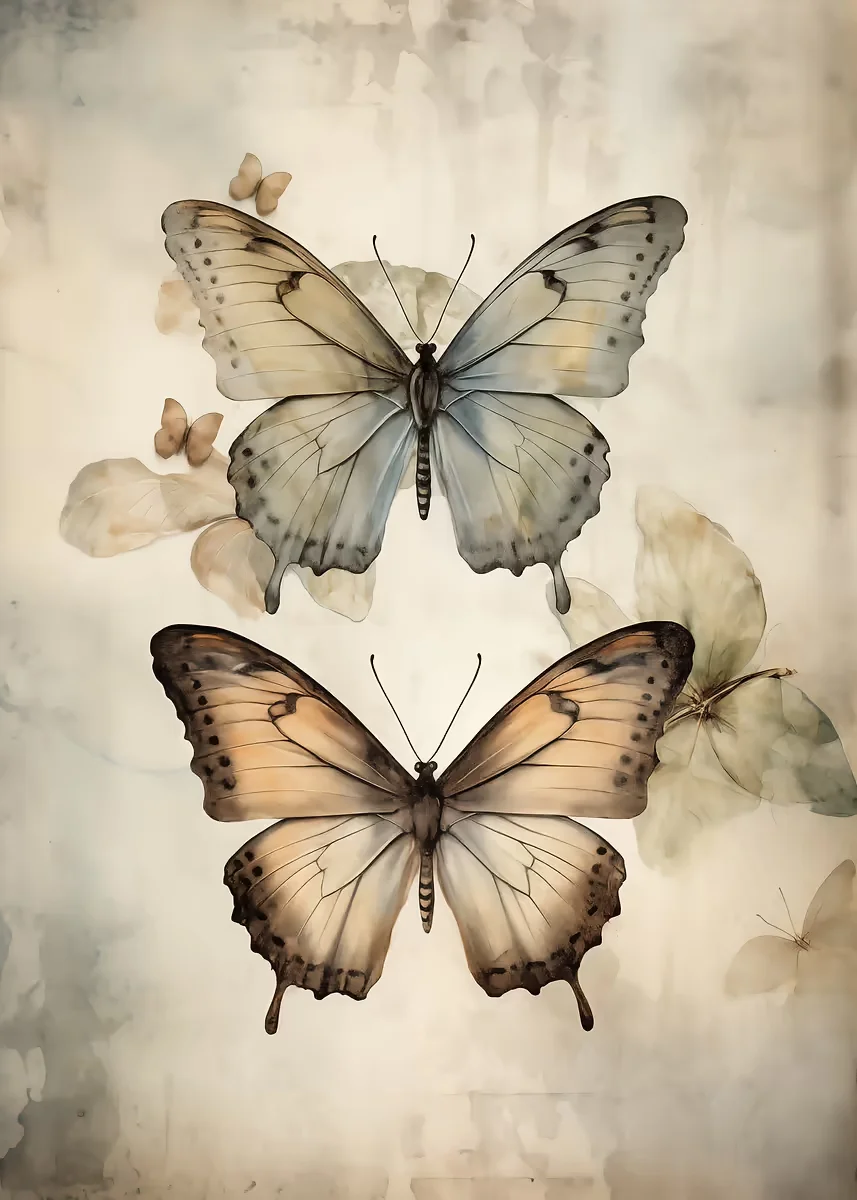 Butterflies Vintage Art Poster