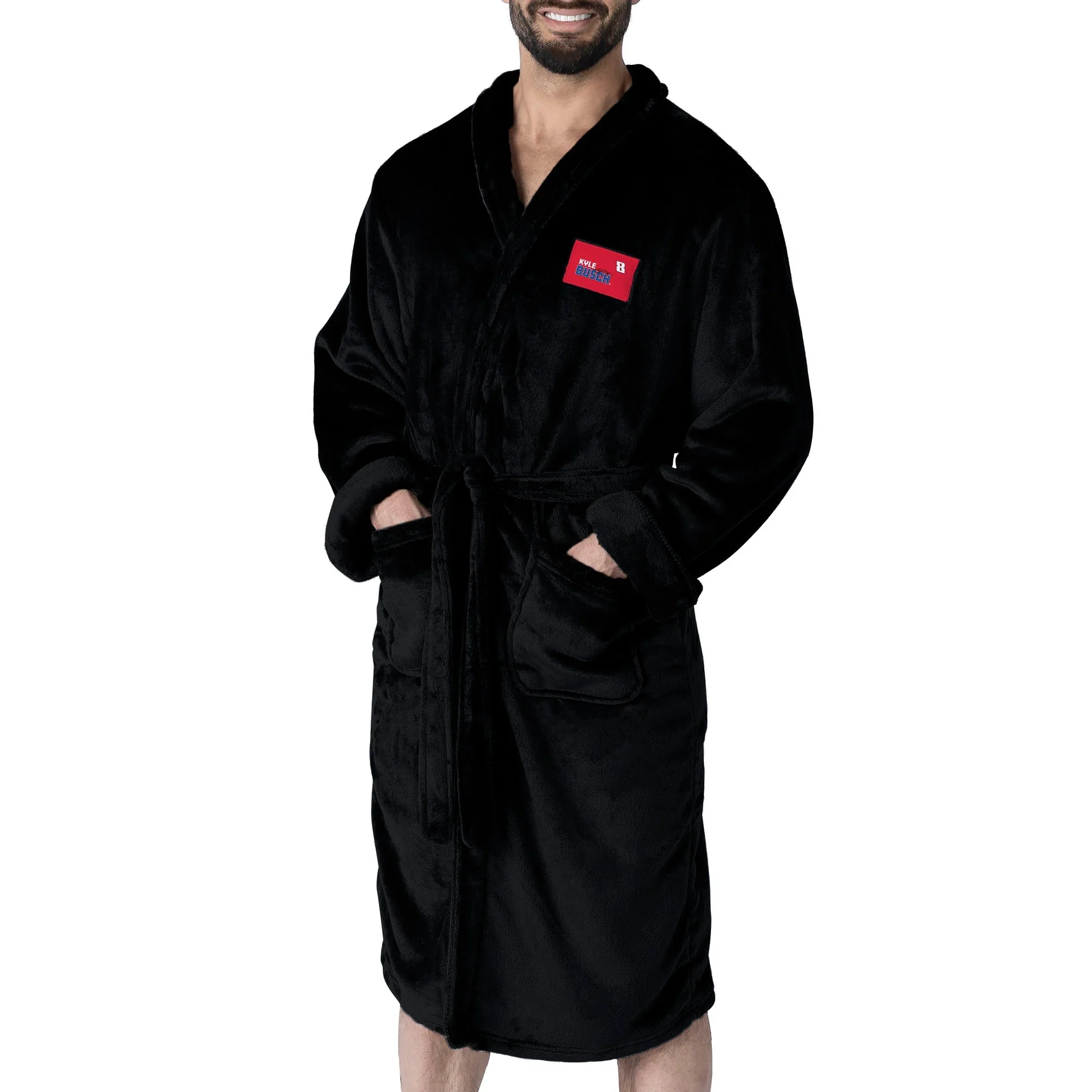 Nascar Kyle Busch Stacked Signature Black Silk Touch Robe Large/xlarge