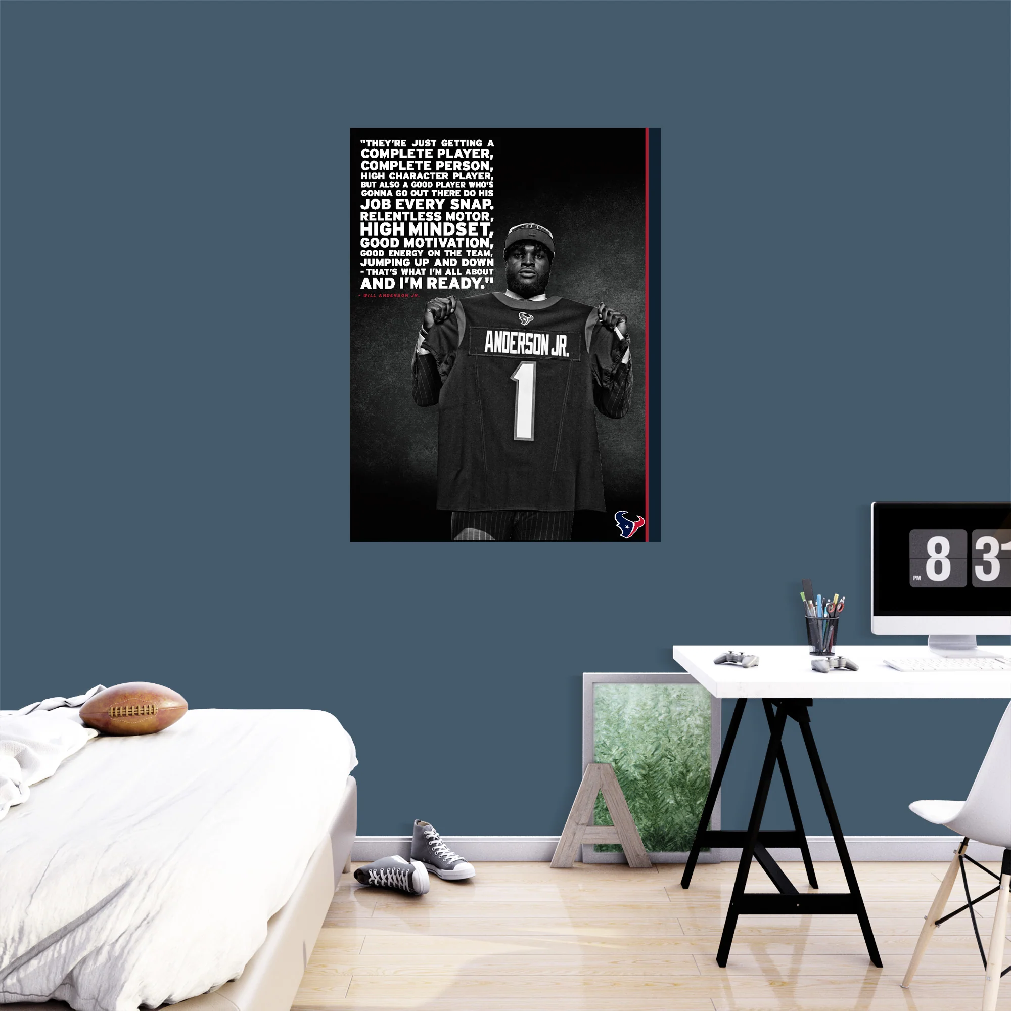 Will Anderson Jr. - Draft Night - Inspirational - Peel & Stick Poster - Official Nfl - Houston Texans - Reusable Vinyl Wall Decal - Medium (26"w X 35"h)