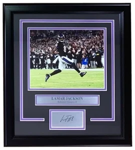 Lamar Jackson Framed 8x10 Baltimore Ravens Photo W/ Laser Engraved Signature