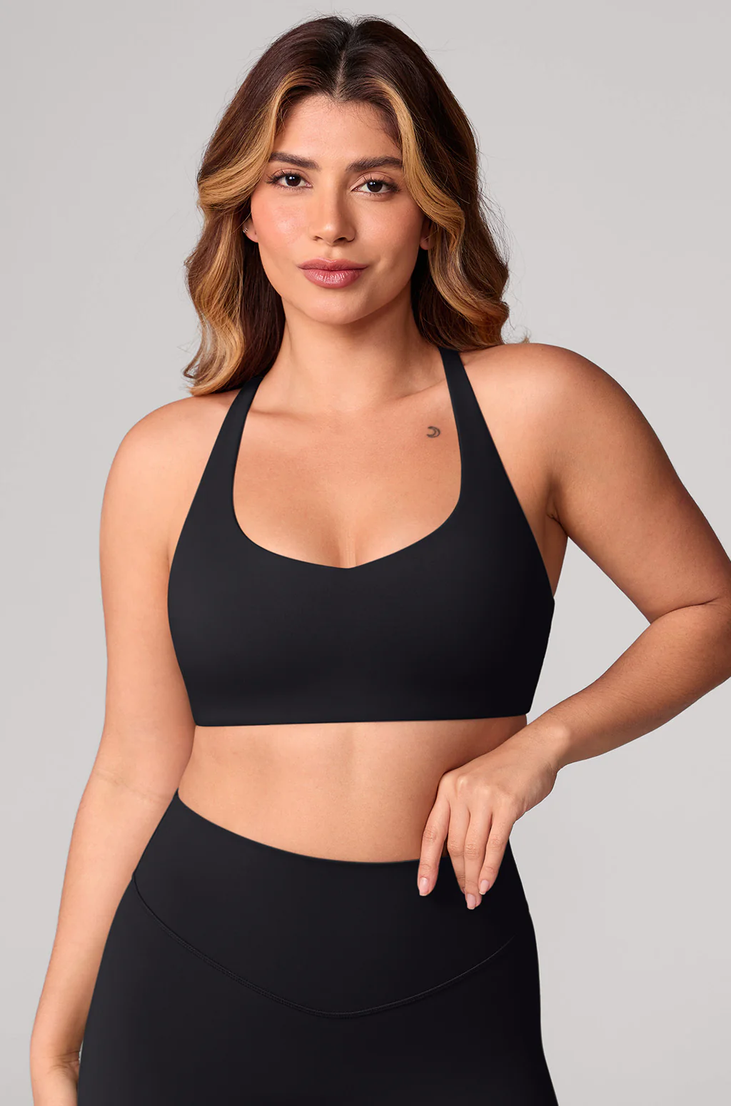 Hugcurve V Neck Twist Back Adjustable Sports Bra - Fudge Brown/xs