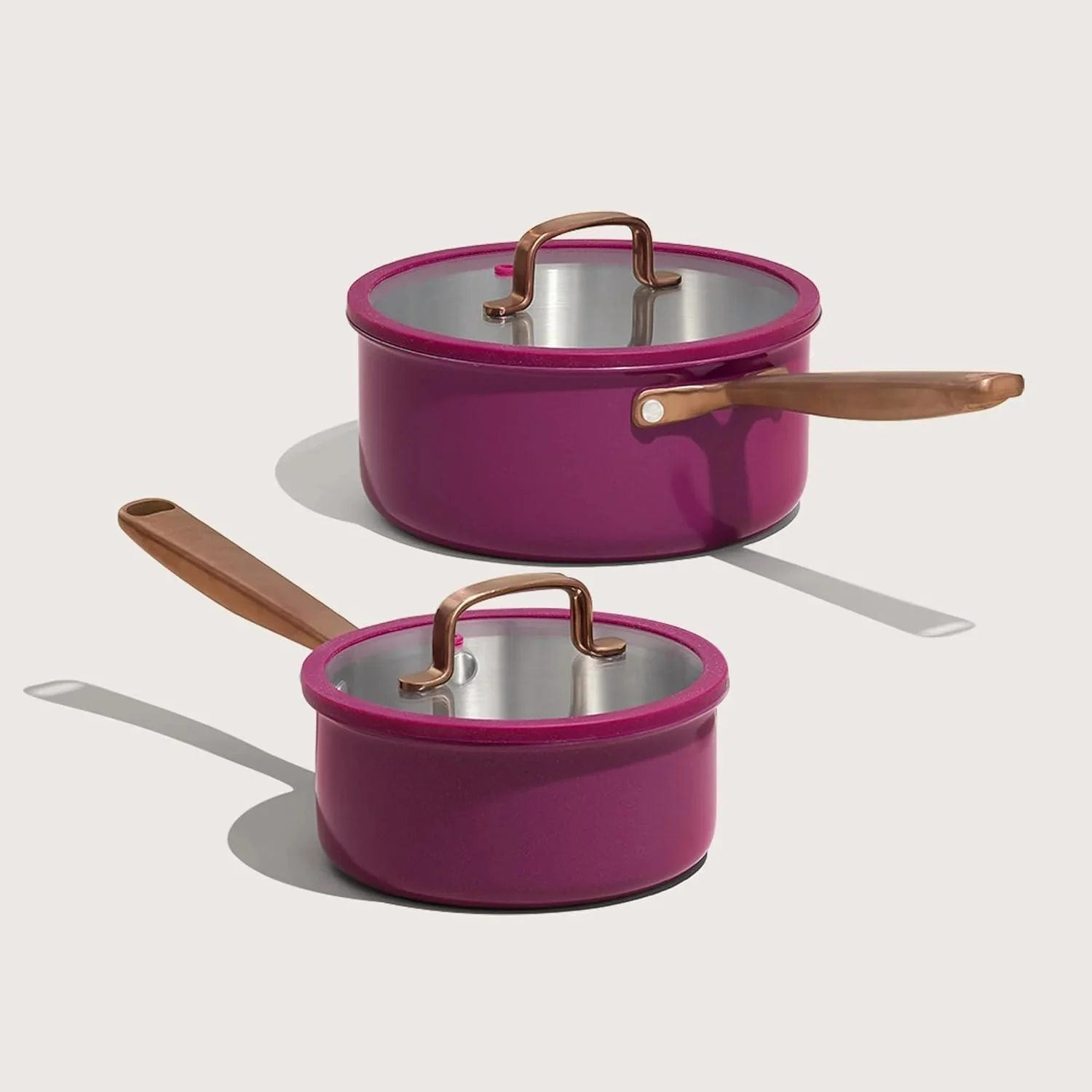 Carote 4pcs Stainless Steel Cookware Sets, 1.5qt & 2.5qt Nonstick Sauce Pan, Induction Cooking Pot (purple)