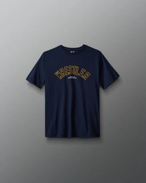 Wrestler Arched Elite Super Soft Youth T-shirt - Navy/yellow