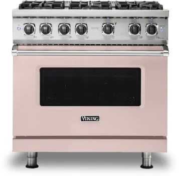 Viking 5 Series Vgr5366bbhlp 36 Inch Freestanding Professional Gas Range With 6 Sealed Burners, 5.1 Cu. Ft. Capacity, Continuous Grates, Vsh™ Pro Sealed Burner System, Proflow™ Convection Baffle, And Trupowerplus™ Burner: Blush, Liquid Propane