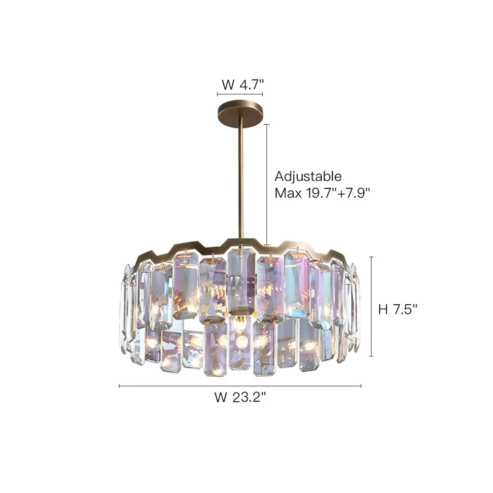 Luxury Iridescent Crystal Round Chandelier - W 23.2" X H 7.5"