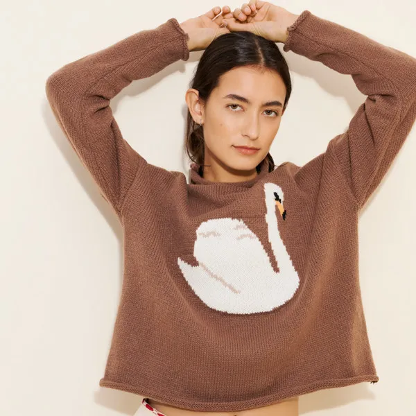 Swan Instarsia Roll Neck Sweater