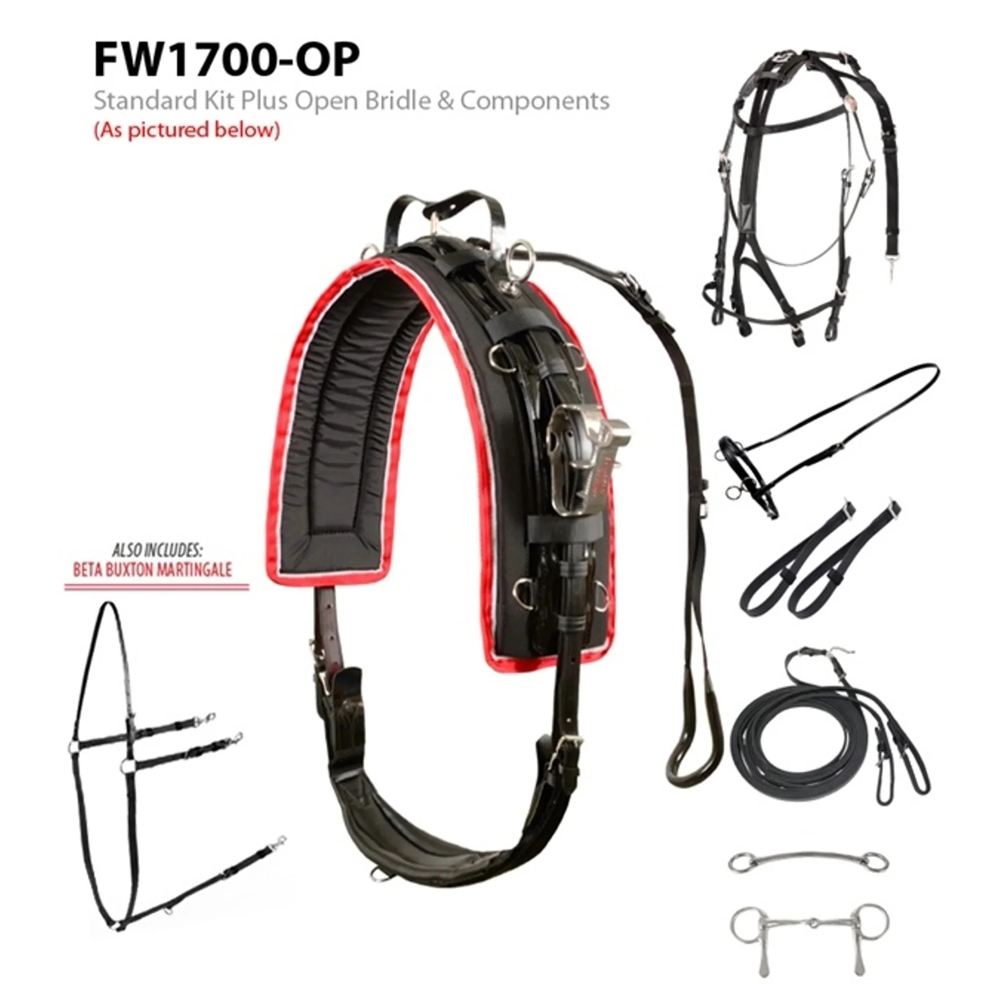 Feather-weight Lite-n-tuff All Weather Coated Nylon Race Harness - Black/blind Bridle