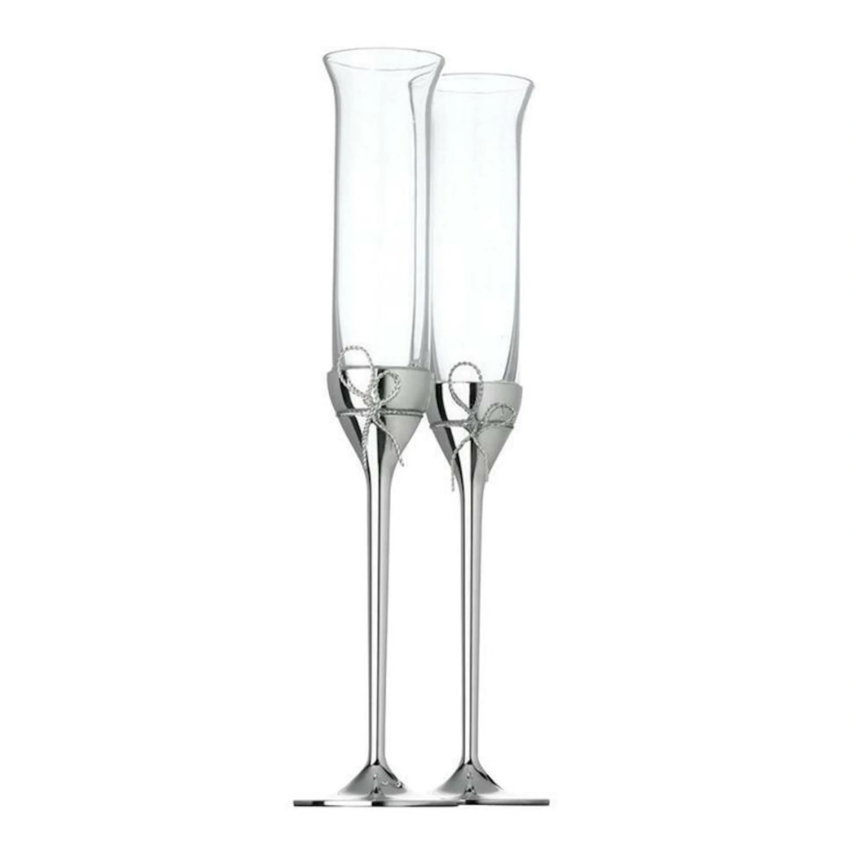 Wedgwood Vera Wang Love Knots Set Of 2 Toasting Flutes - Clear
