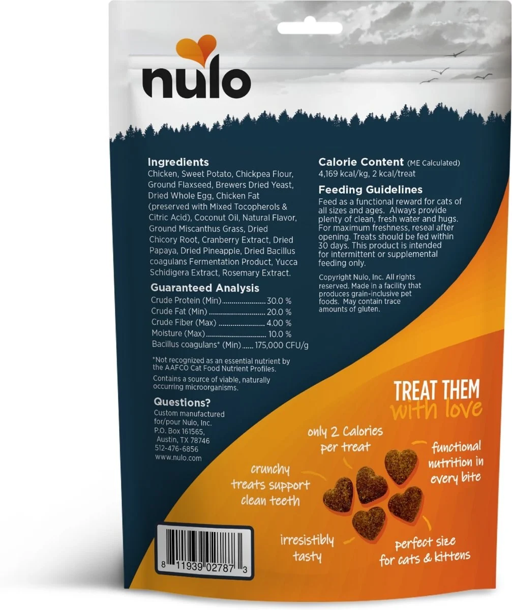 Nulo Digestive Health Functional Bc30 Probiotic Chicken Recipe Grain-free Crunchy Cat Treats, 4-oz Bag