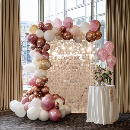 Yescom Square Sequin Shimmer Wall Backdrop Color Options - Pink - 12ct/pk