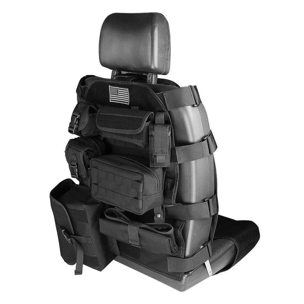 Black Universal Seat Cover Case With Organizer Storage Multi Pocket Fit Jeep Cj Yj Cherokee F150