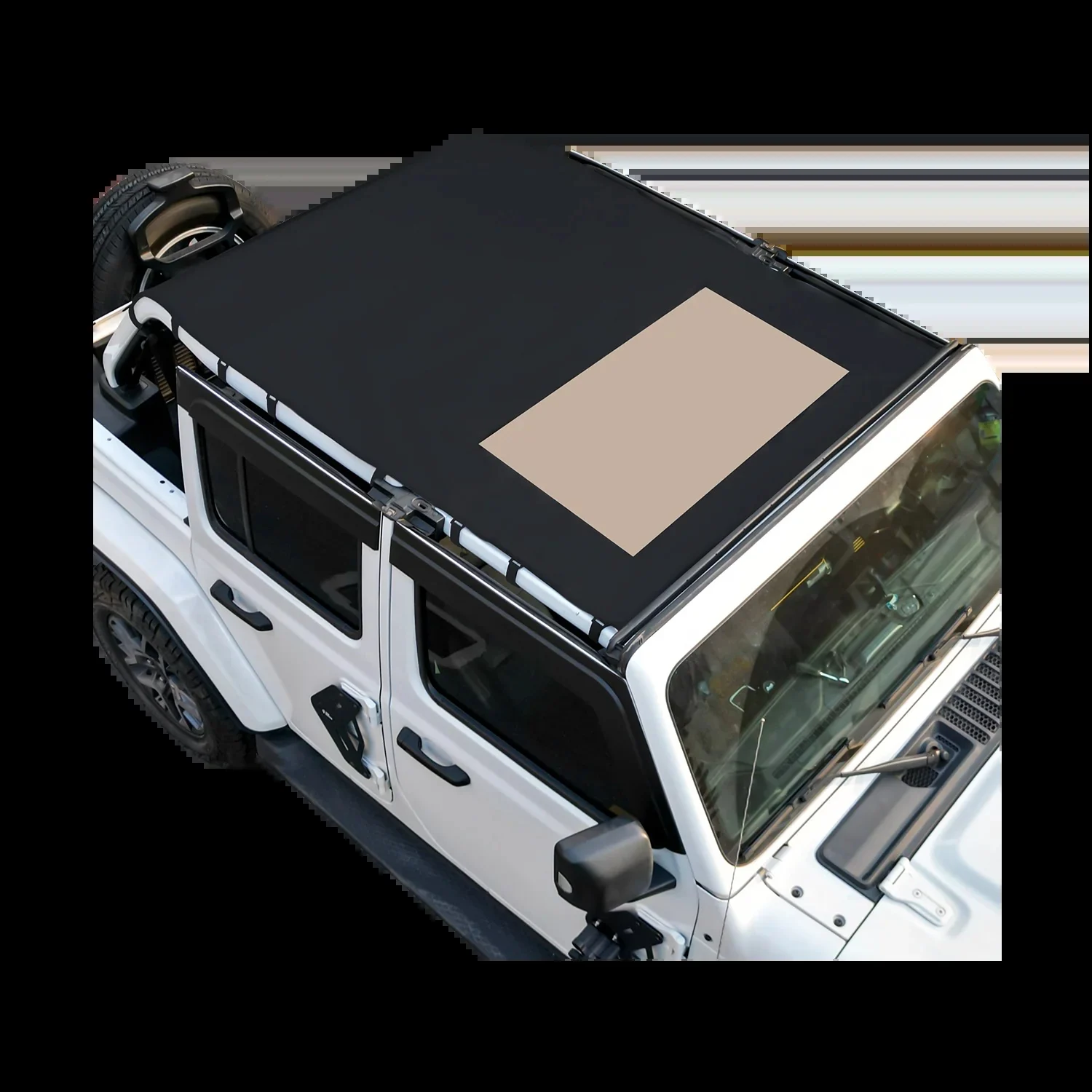 Joytutus Sun Shade Top Fit For Wrangler Jlu 4 Door 2018-2024, Waterproof Canvas Roof Top Cover