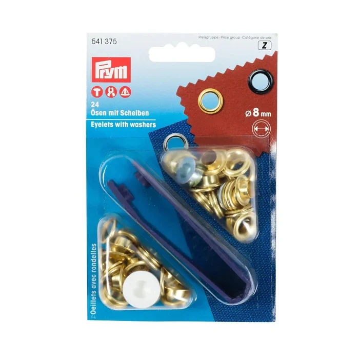 Eyelets With Washers 8 Mm Gold With Tools 24pc