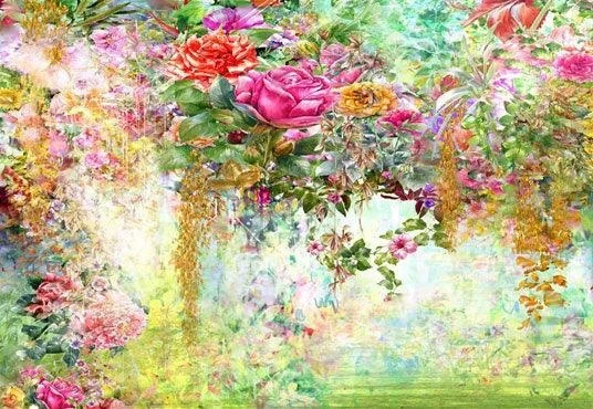 Floral Birthday Baby Show Photo Booth Prop Backdrop - 5(w)*3(h)ft(1.5*1m)