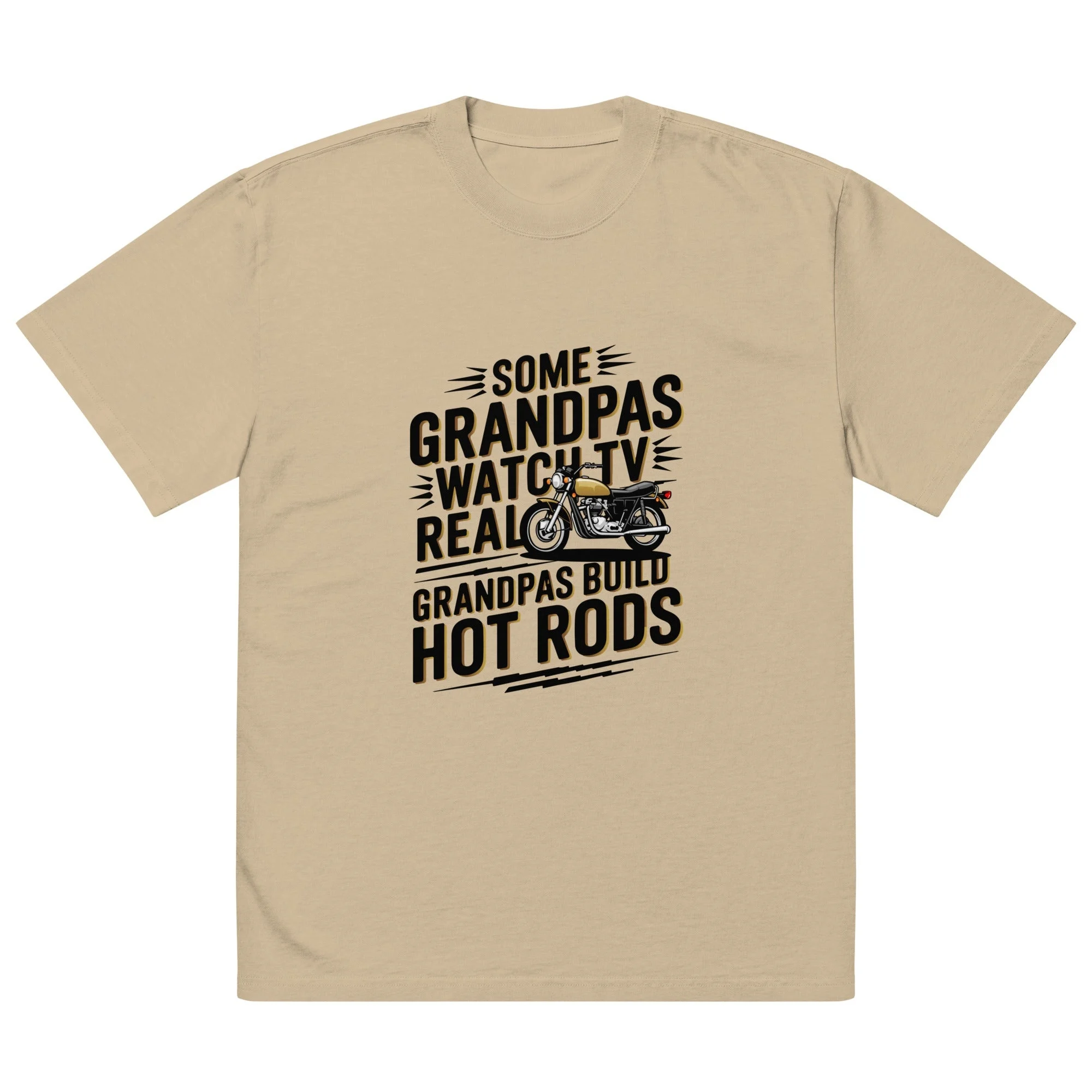 Real Grandpas Build Hot Rods – Oversized Vintage Tee - Faded Khaki/xl
