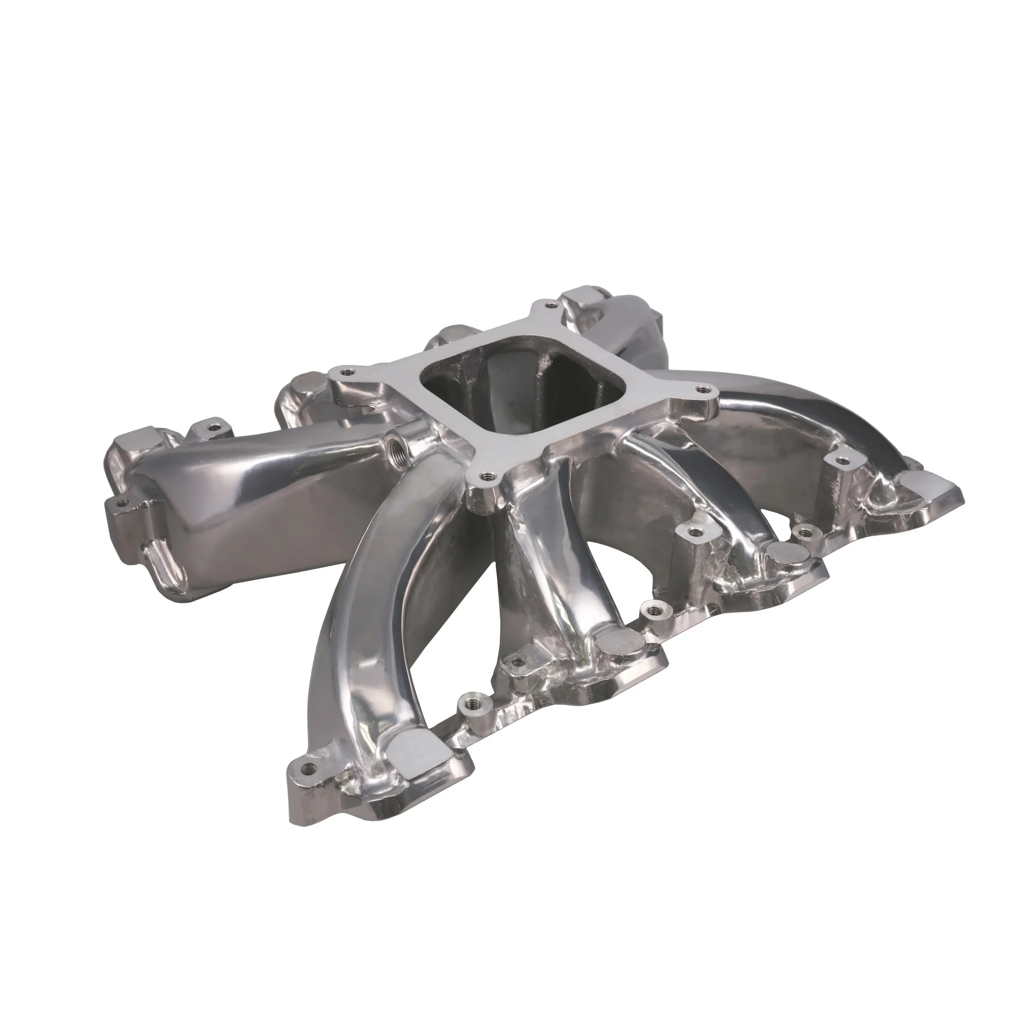 Gm Ls Cathedral Port Carbureted Single Plane Aluminum Intake Manifold - Polished