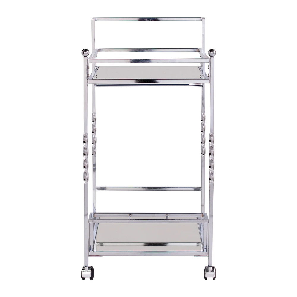 Ivers Metal Mirrored Bar Cart - Chrome