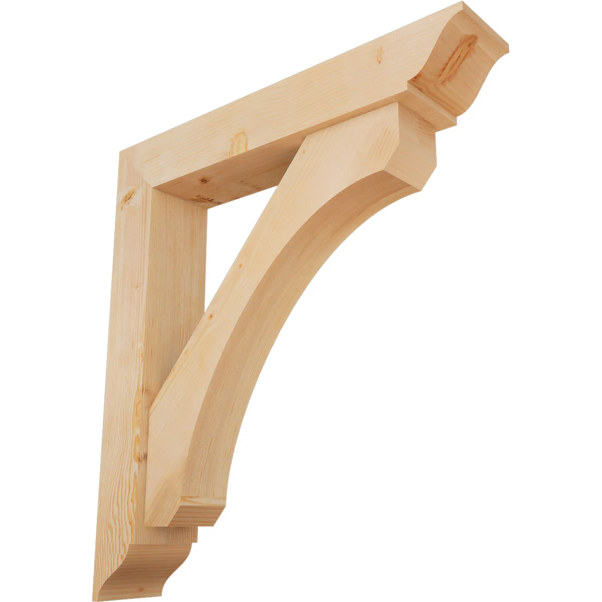 Rustic Wood Bracket W/ Offset Brace, Legacy Style, Traditional Ends, 7 1/2"w X 40"d X 44"h, Smooth Douglas Fir