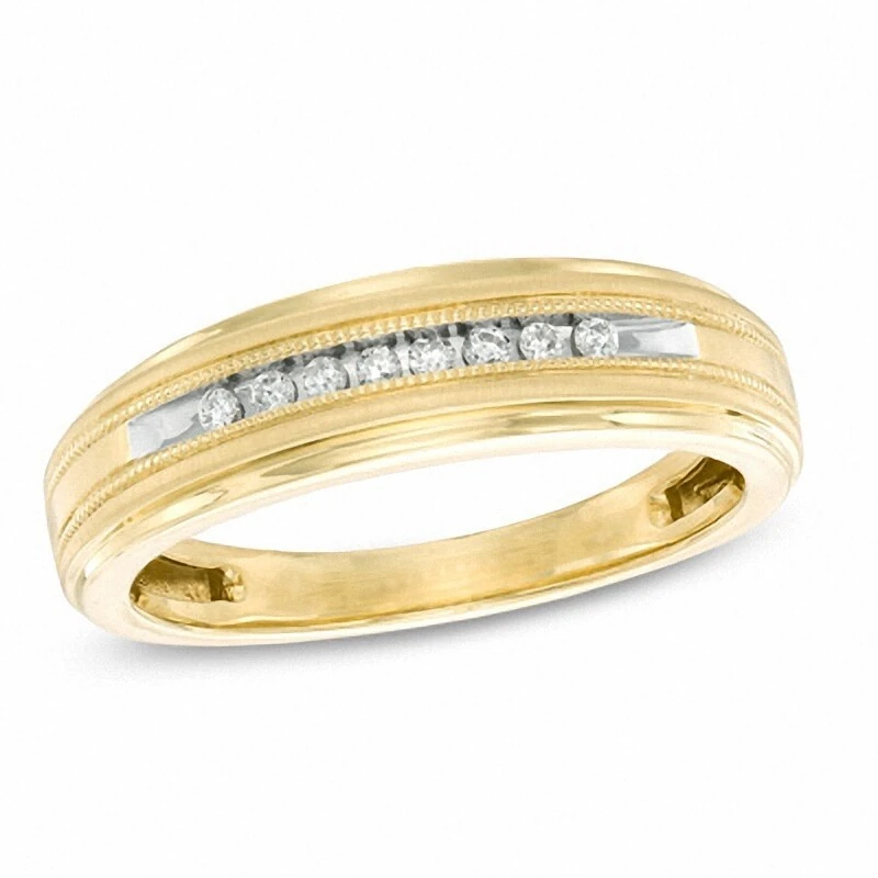 Previously Owned - 1/10 Ct. T.w. Diamond Milgrain Wedding Band In 10k Gold