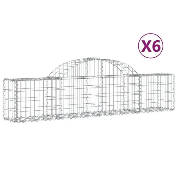 Vidaxl Arched Gabion Baskets 6 Pcs 200x30x40/60 Cm Galvanised Iron
