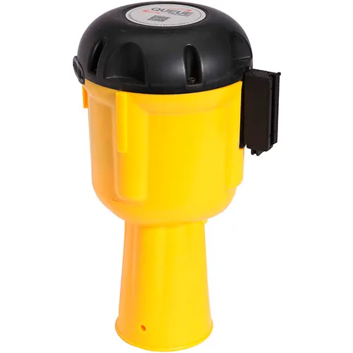 Conepro 600 Yellow Traffic Cone Mount Retracting Belt Barrier, 30' Caution Do Not Enter Belt