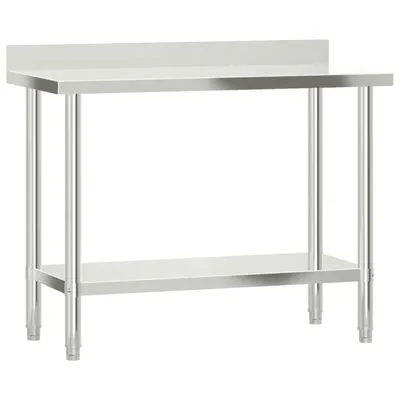 Vidaxl Kitchen Work Table With Backsplash 43.3"x21.7"x36.6" Stainless Steel