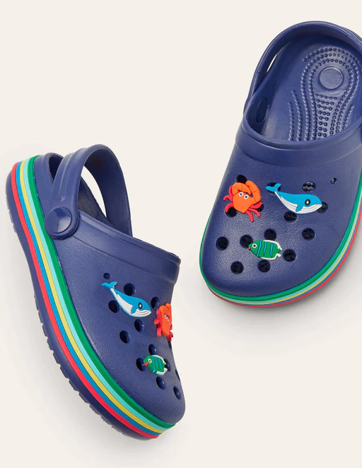Clogs Mit Meeresmotiv-wellenblau
