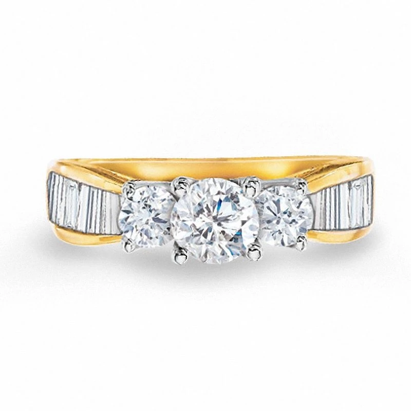 1-1/2 Ct. T.w. Diamond Three Stone Ring In 14k Gold